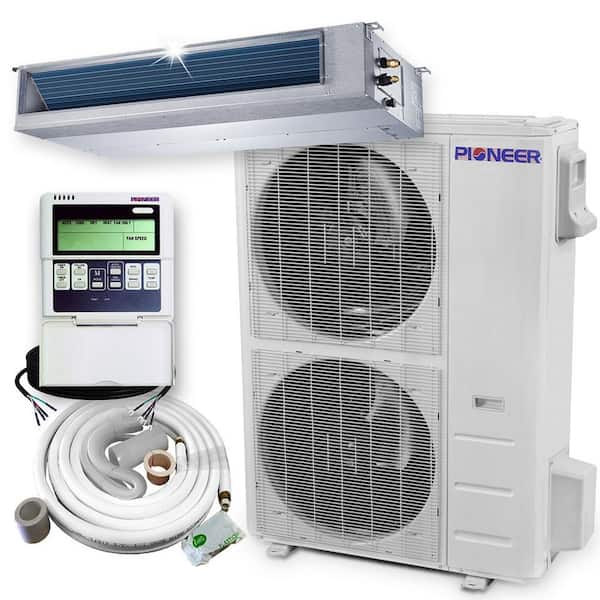Pioneer 48,000 BTU 4 Ton 17.4 SEER Ceiling Concealed Non Ductless Mini Split Air Conditioner with Heat Pump 208/230V