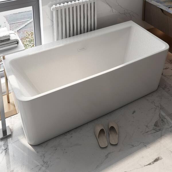 TOOLKISS 67 in. Acrylic Flatbottom Bathtub in White