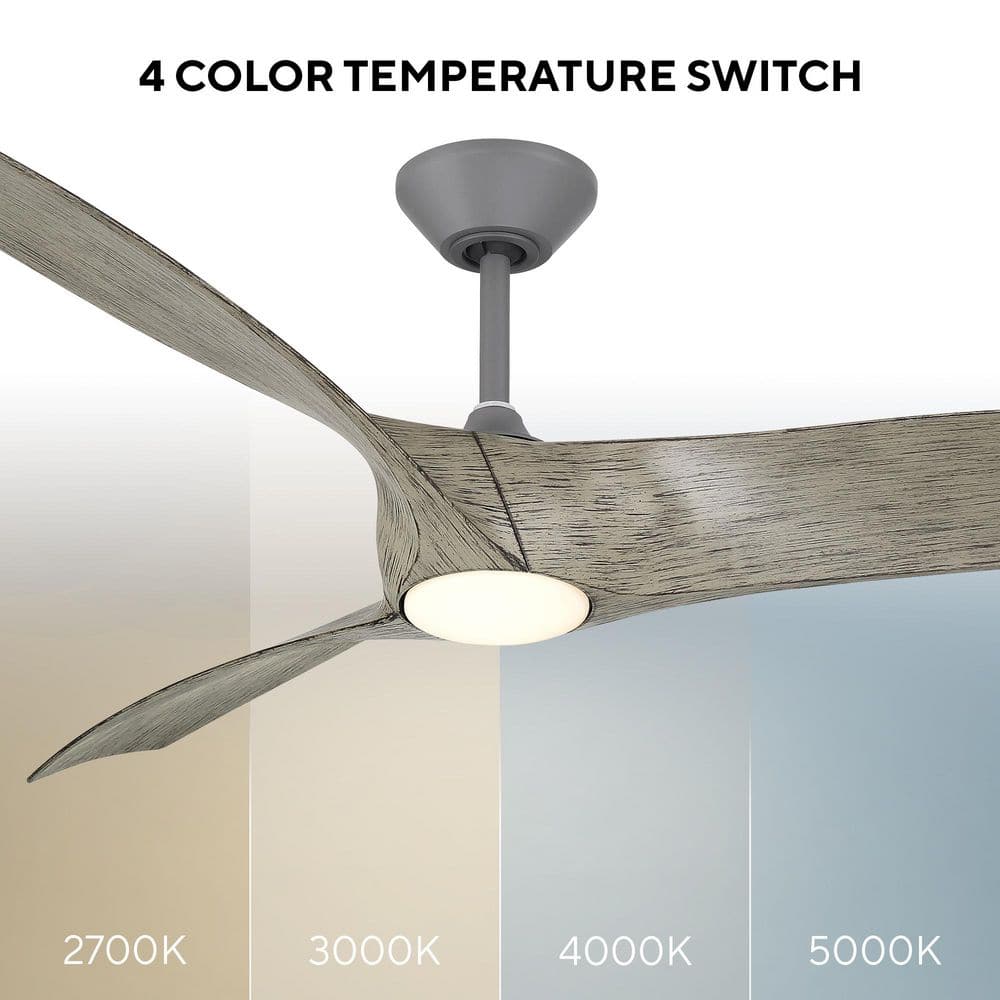 Zephyr 52" Graphite and Weathered Wood Smart Ceiling Fan with LED Light and Remote