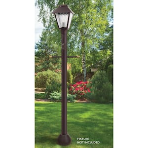 6 ft. Bronze Outdoor Lamp Post with Cross Arm and Grounded Convenience Outlet fits 3 in. Post Top Fixtures