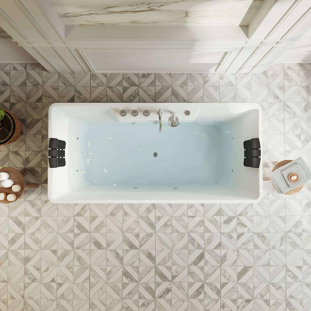 67'' White Acrylic Freestanding Whirlpool Bathtub with Jets