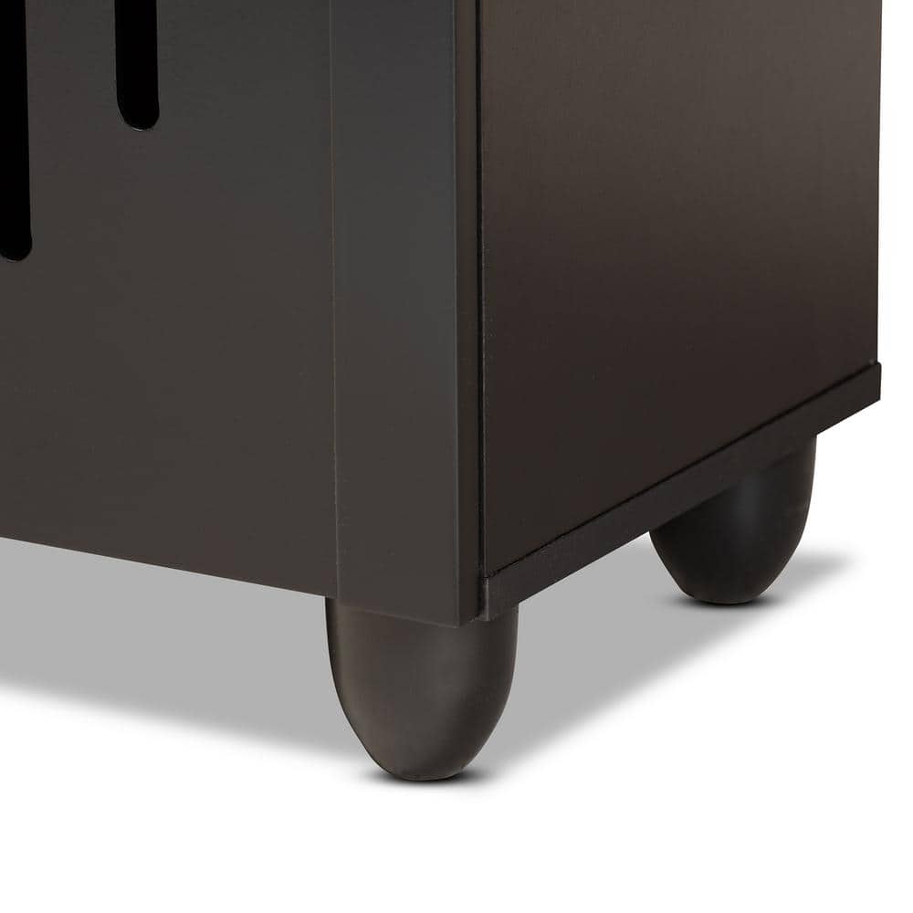Espresso Brown Wood 2-Door Shoe Storage Cabinet with Metal Handles