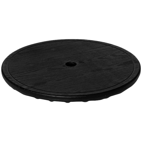 20 in. Portable Umbrella Table Round Tray-Easy to Install Table-Top in Black