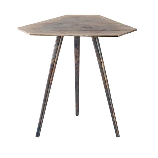 Unbranded Vinmar 19 in. Oxidized Nickel Triangle Metal Accent Table