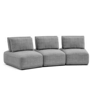Fairwind 111 in. Armless Chenille Curved Modular Extendable Back Sofa in Gray