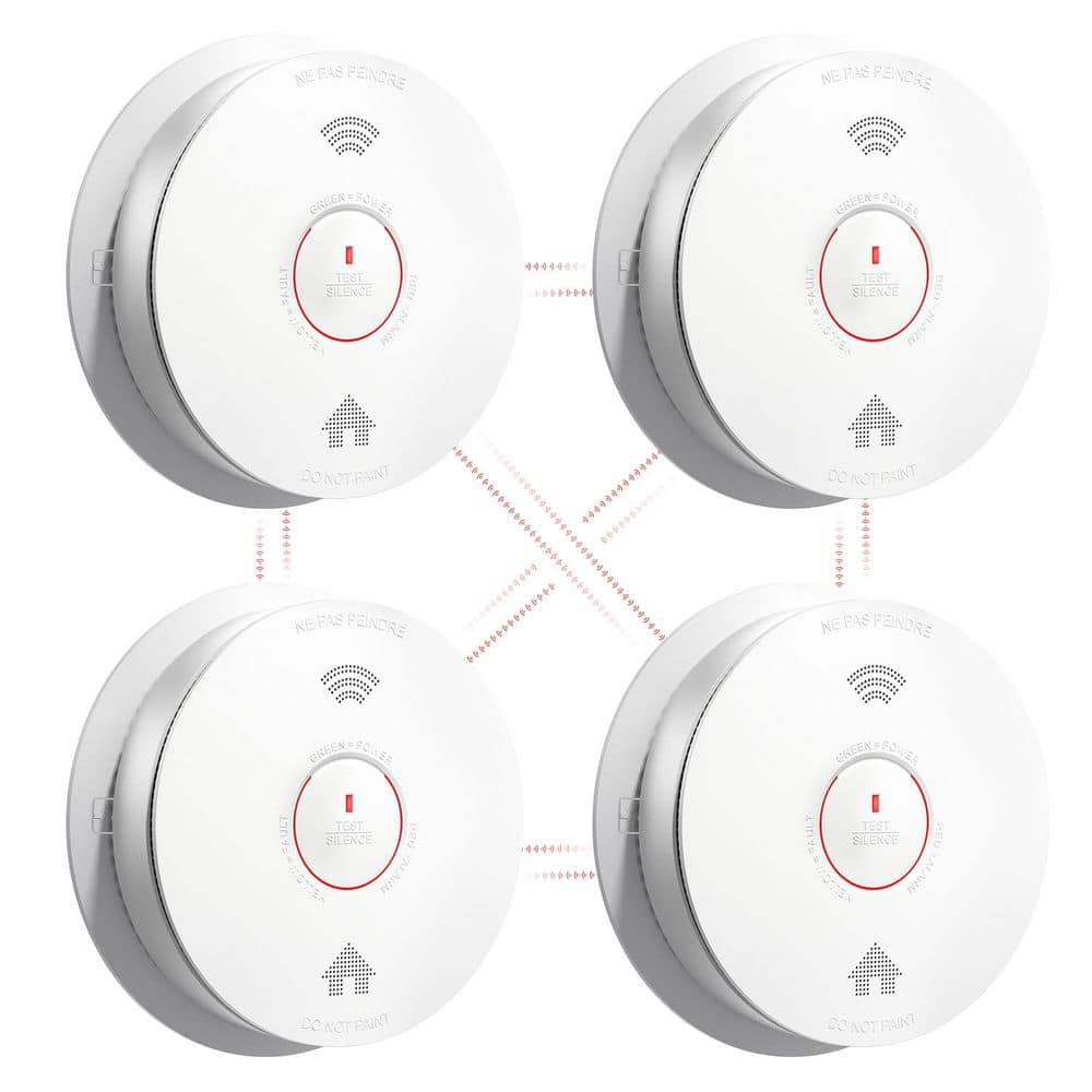 10-Year Battery Powered Wireless Interconnected Smoke Detector with Voice Alarm(4-Pack) price history on PriceWatchPro