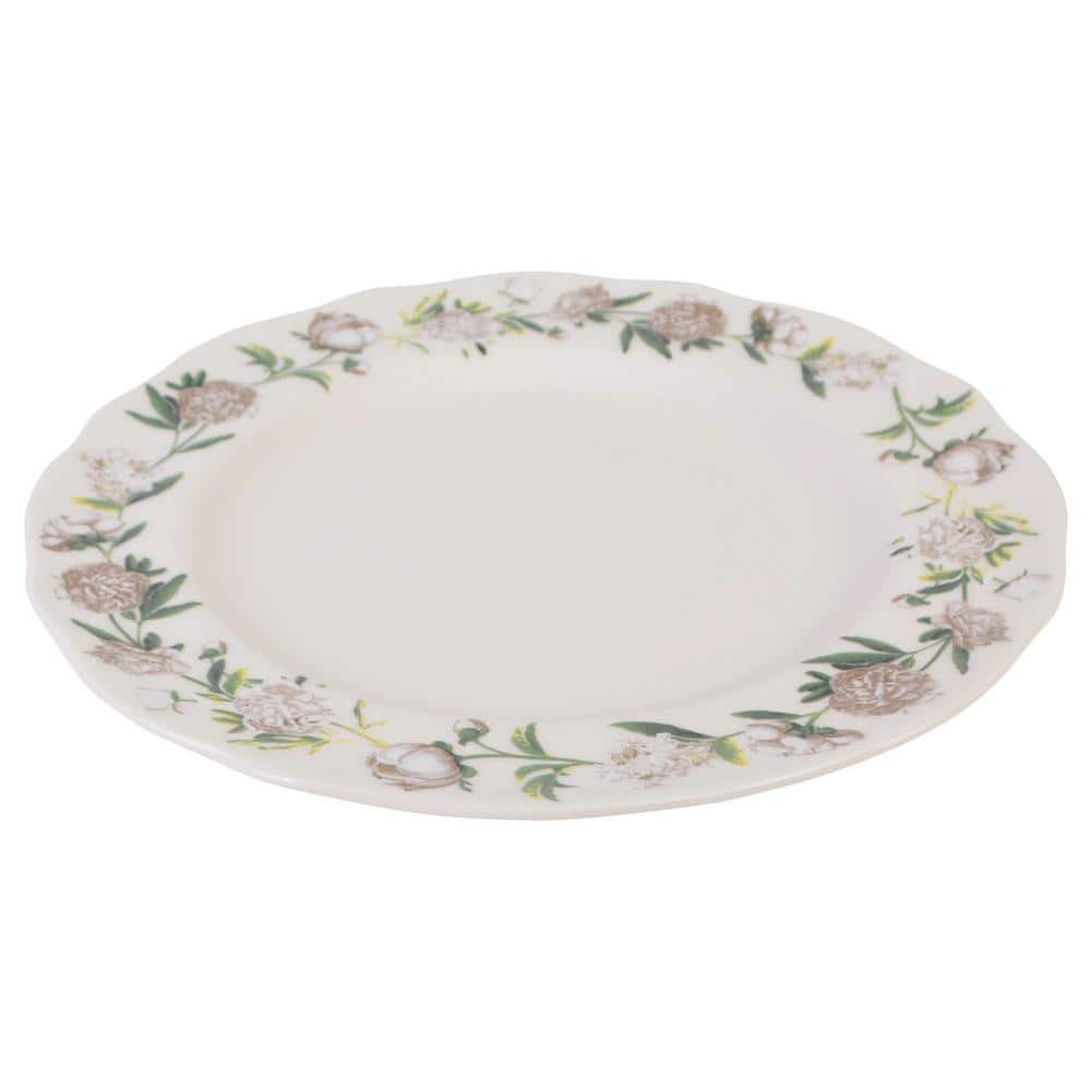 White Floral Porcelain 12-Piece Dinnerware Set