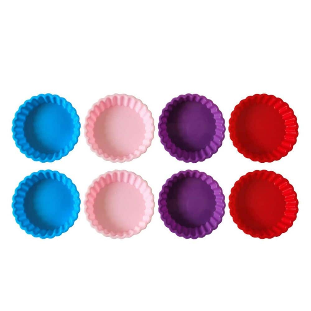 Silicone Round Quiche Tart Pie Molds Nonstick Bakeware Food Grade for Cupcakes Chocolate Oven Safe 8-Pack product image for price tracking