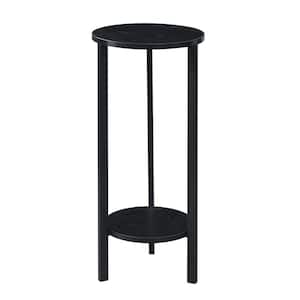 Graystone 31.5 in. H Black/Black High Round Particle Board Indoor Plant Stand with 2-Tiers