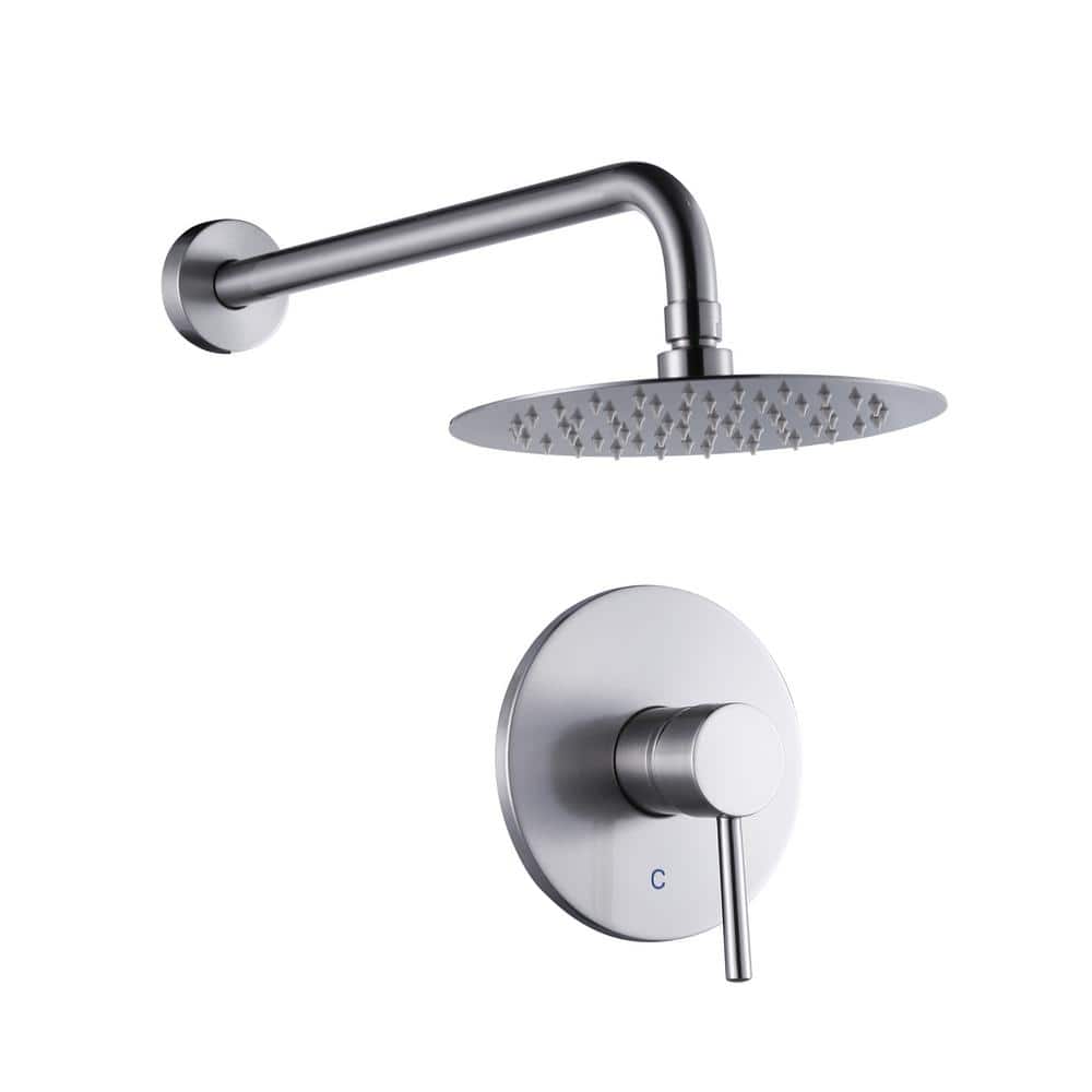 Brushed Nickel Large Round Wall Mounted Rain Shower Head