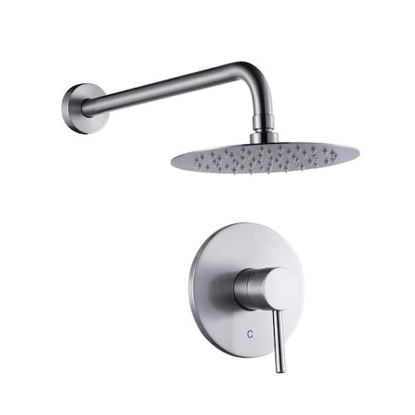 IVIGA Round 1-Spray Patterns with 1.8 GPM 8 in. Wall Mount Rain Fixed Shower Head in Brushed Nickel