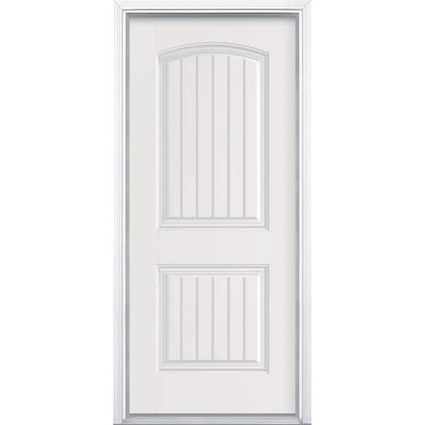 Masonite 32 in. x 80 in. Cheyenne Primed 2-Panel Smooth Fiberglass Prehung Front Door with Brickmold