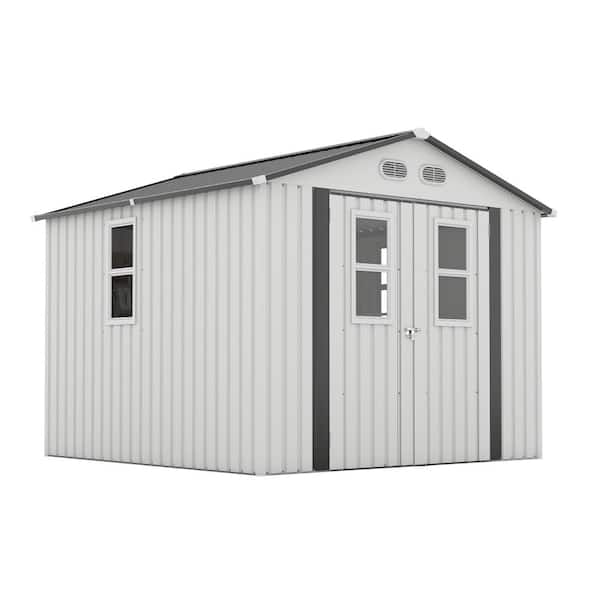 ToolCat 8x8 ft Outdoor Metal Storage Shed with 4 Windows, Lockable