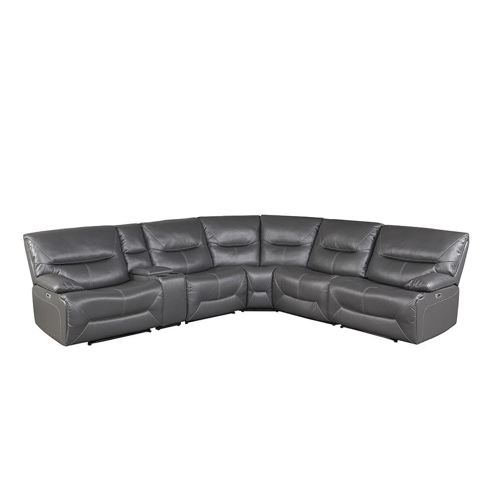 Halliday 119 in. Straight Arm 6-piece Faux Leather Power Reclining Sectiona