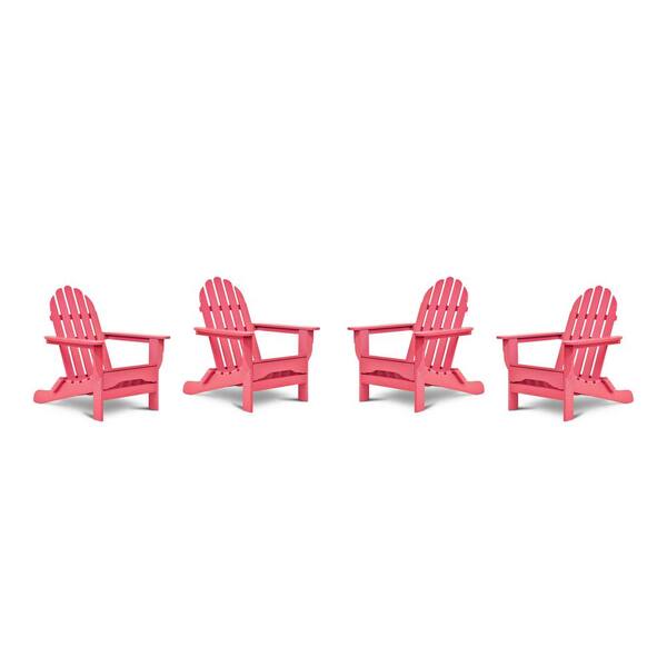 DUROGREEN Icon Pink Recycled Plastic Adirondack Chair (4-Pack)