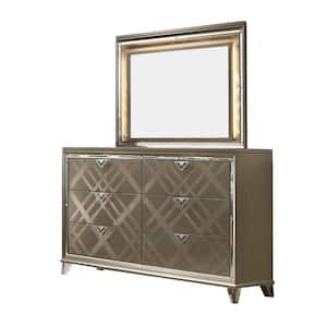 New York Majestic Gold 6 Drawers 18" Dresser with Mirror