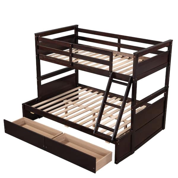 Harper & Bright Designs Espresso Twin over Full Wood Bunk Bed with