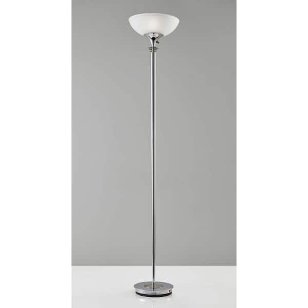 HomeRoots 71.5 in. Silver Modern Thick Pole Torchiere Floor Lamp
