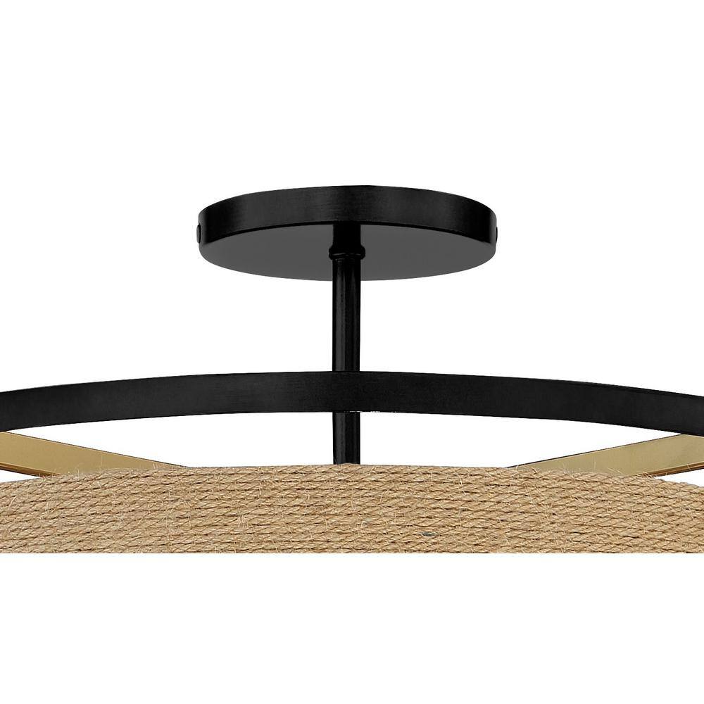 Windward Passage 4-Light Coal and Soft Brass Drum Ceiling Light