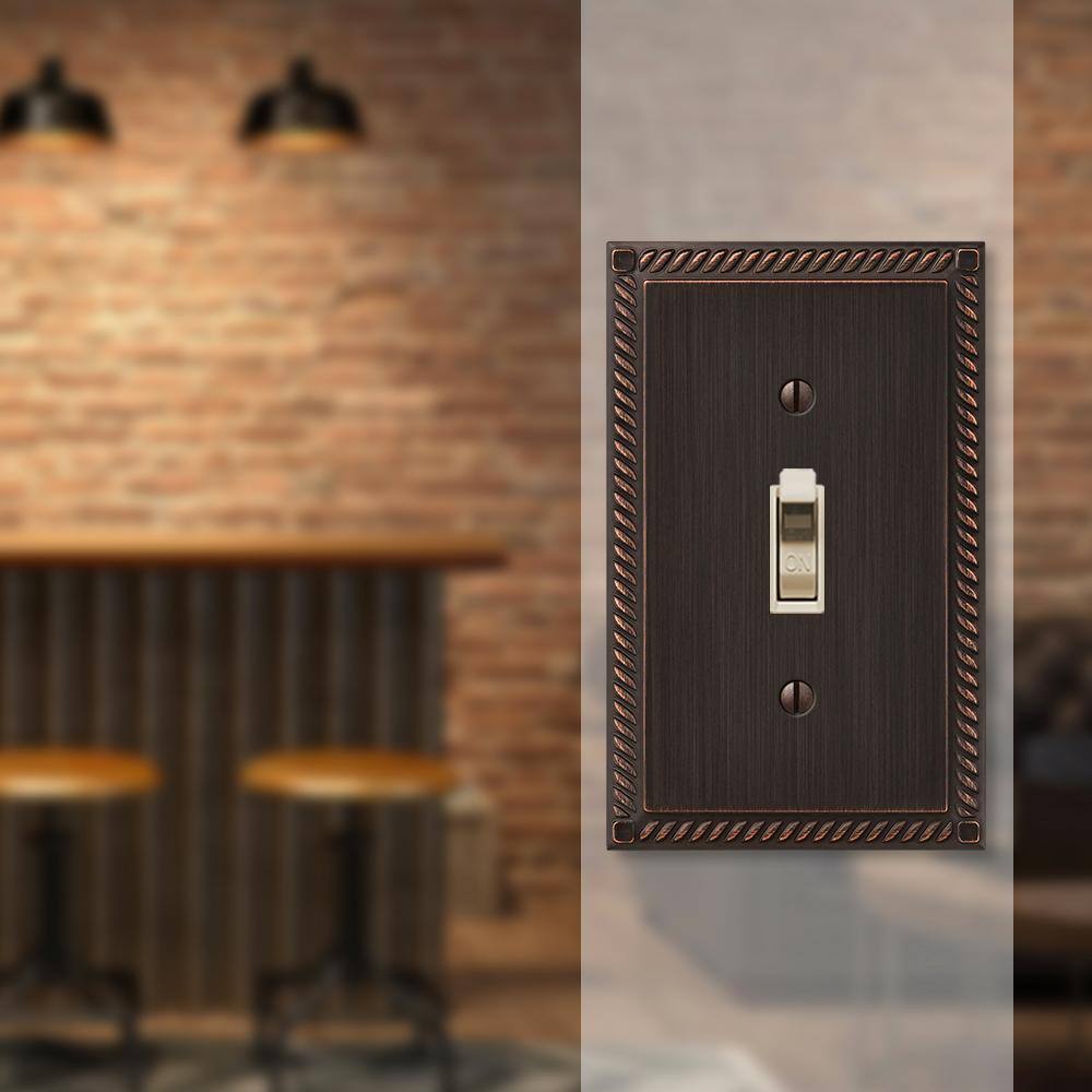 Aged Bronze Single Toggle Cast Metal Wall Plate