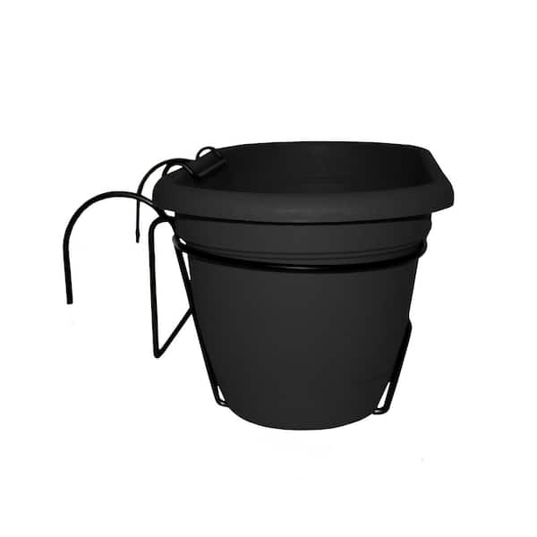 Bloem Lucca 7 in. H X 9 in. D Resin Planter Black