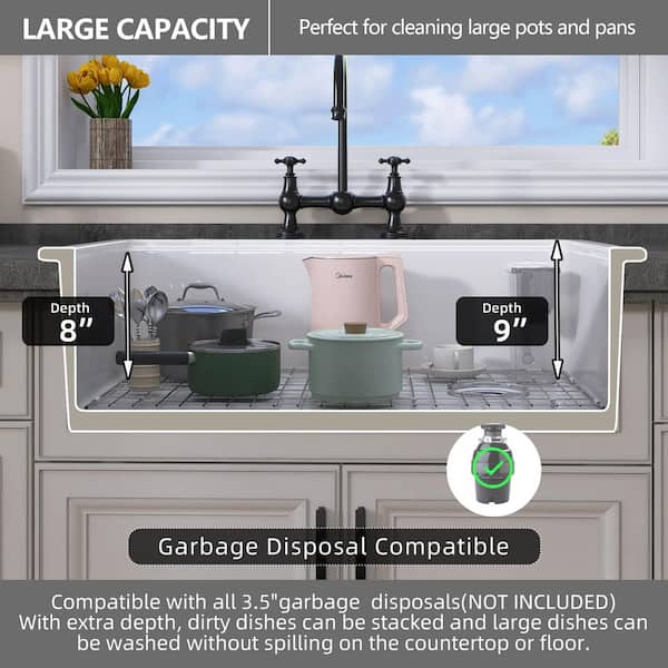 Getpro 33 in. L x 19 in. W Drop-In/Undermount Single Bowl White