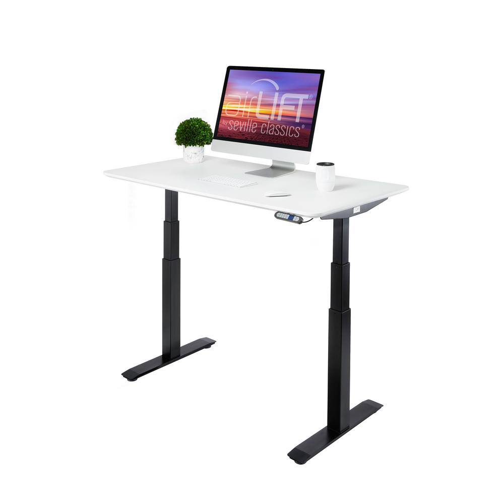 Seville Classics airLIFT 54 in. Rectangular White/Black Standing Desks