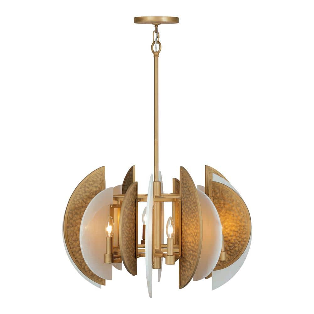 Ashen Gold 8-Light Chandelier with Alabaster Stone Shades