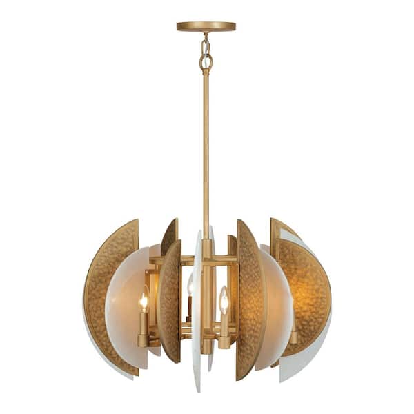 Minka Lavery Saint-Martin 8-Light Ashen Gold with Alabaster Panels Candle Chandelier for Dining Room and No Bulbs Included
