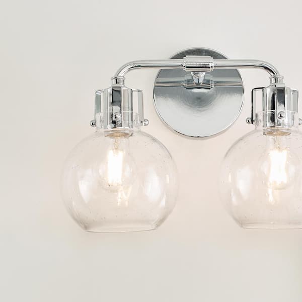 Generation Lighting - Clara 14 in. 2-Light Chrome Vanity Light Clear Seeded Glass Shades