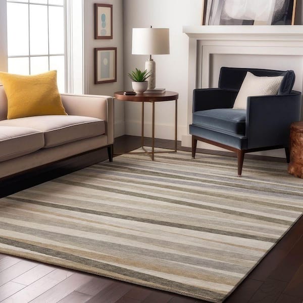 Mayfield Premium Machine Washable Abstract AMF997 Ivory 9 ft. x 12 ft. Area Rug