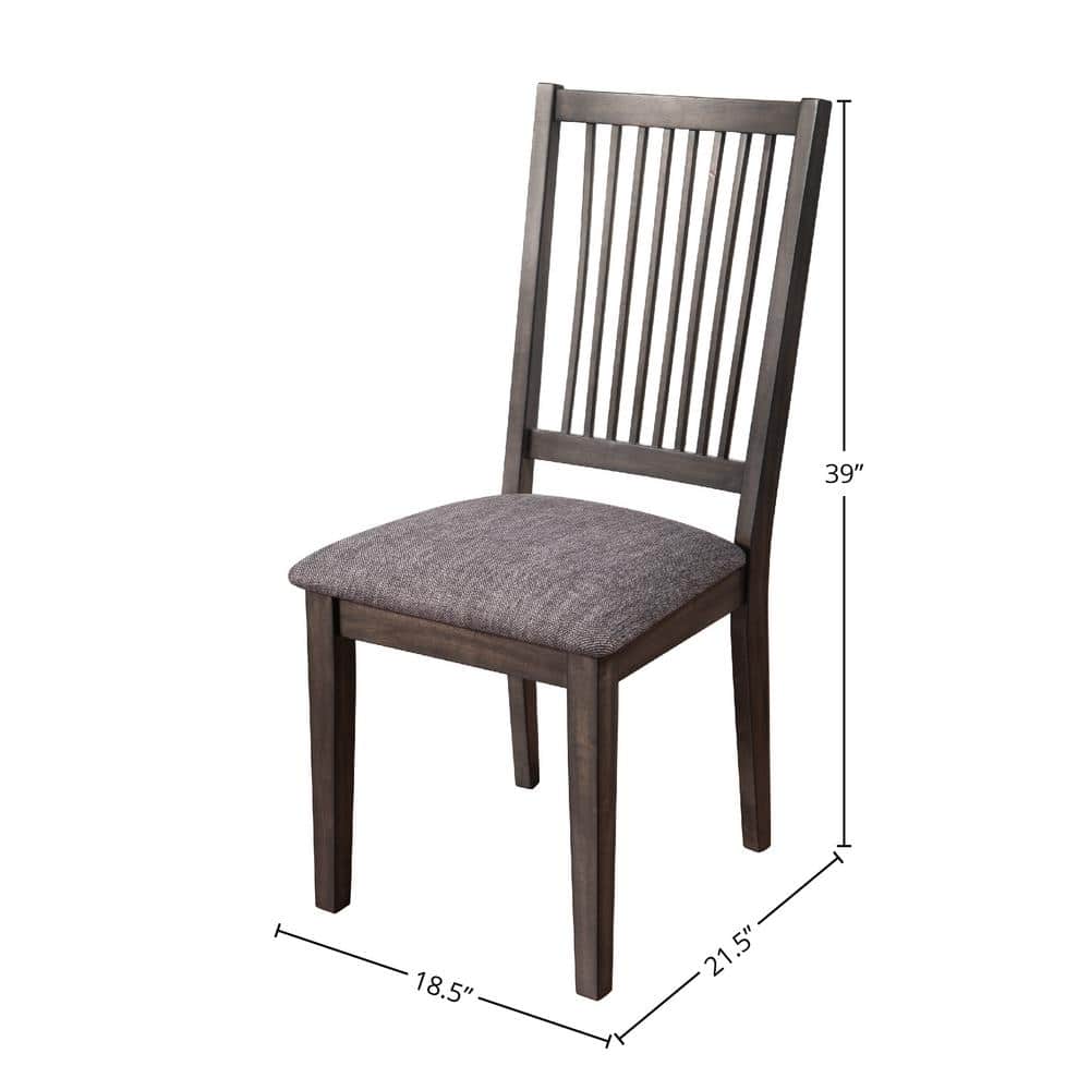 Transitional Gray Upholstered Side Chair with Wooden Slat Back