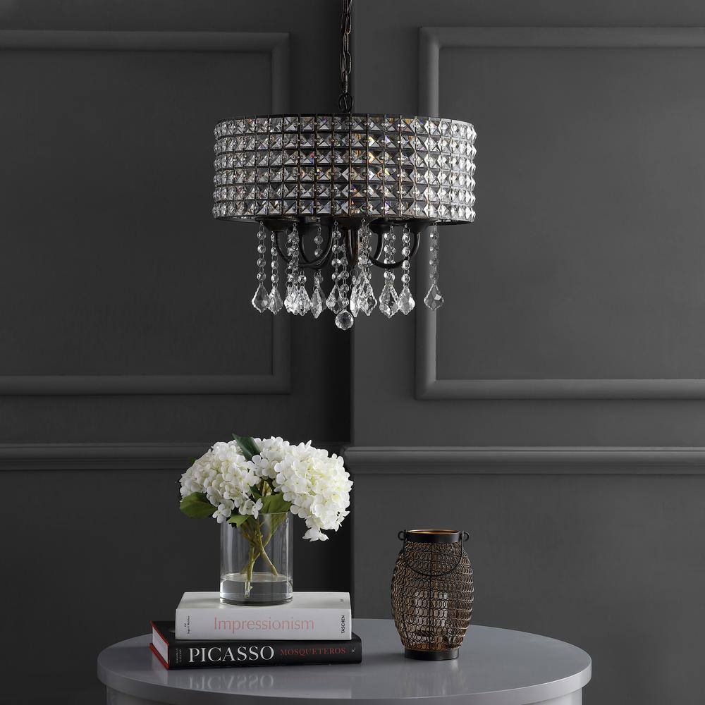 Reese 17" Black and Gold Iron LED Drum Pendant