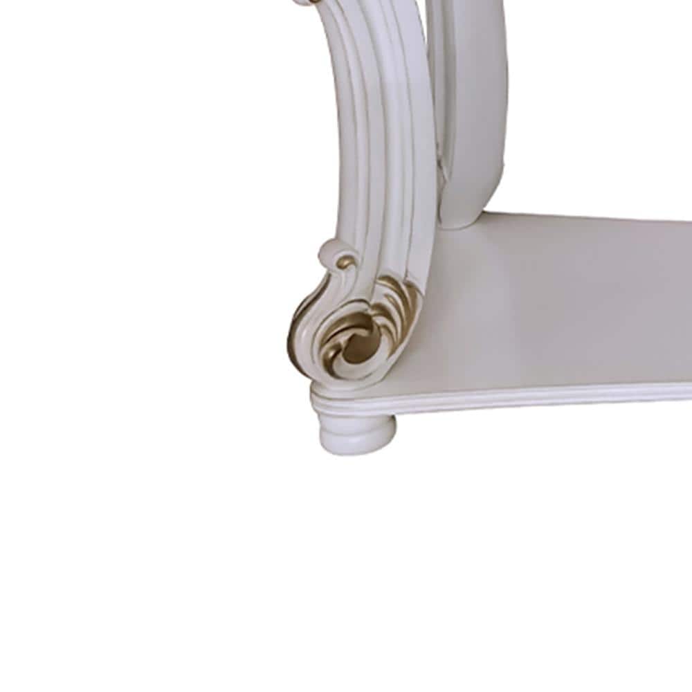 Vendome Antique Pearl Wood Sofa Table with Storage Shelf