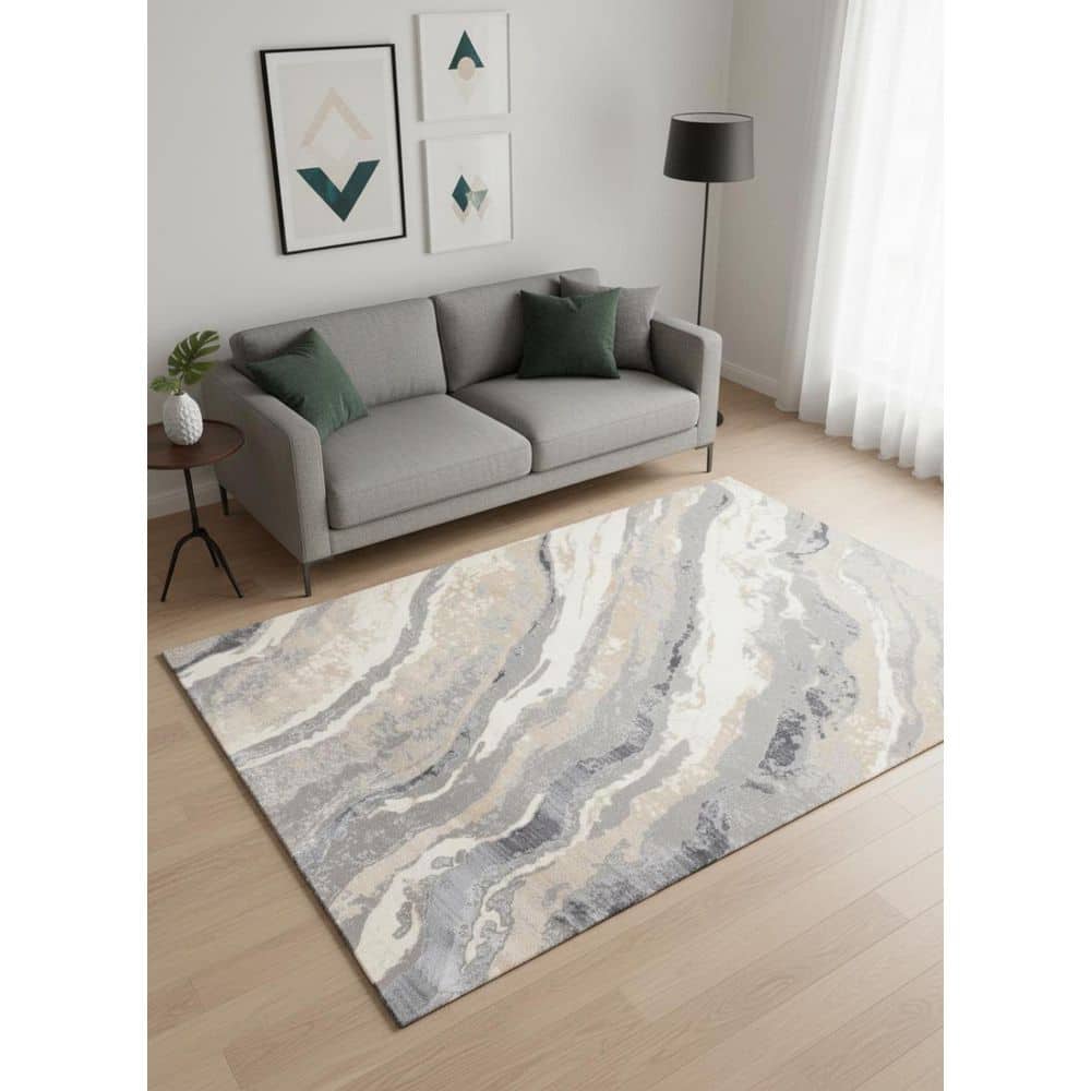 5' X 8' Taupe Gray And Ivory Abstract Area Rug price history on PriceWatchPro
