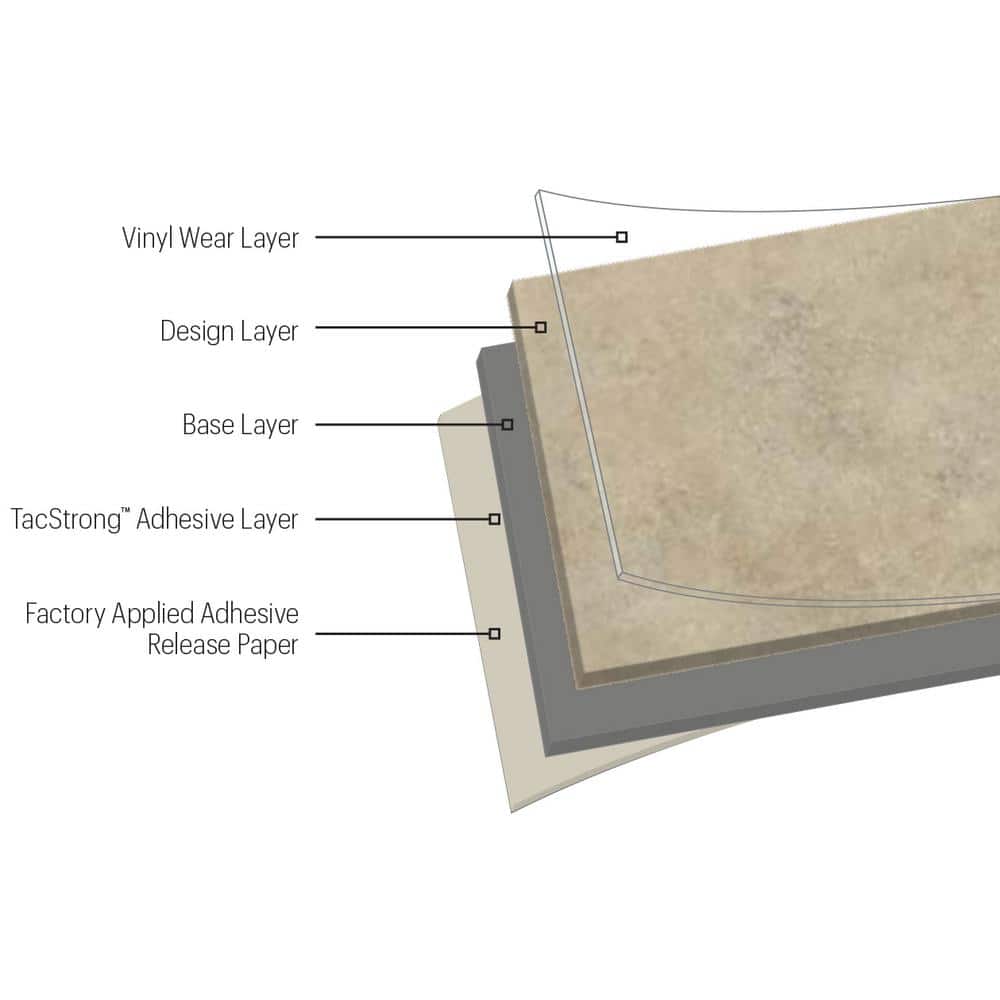 Universal White and Gray Stone Look Peel and Stick Vinyl Tile