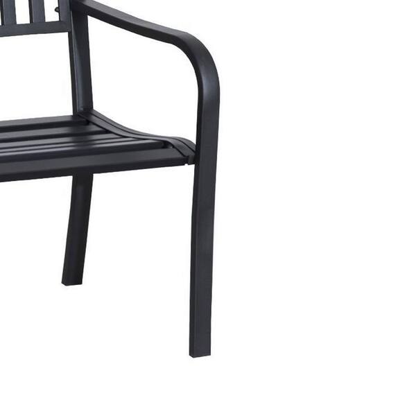 ITOPFOX 2-Person Black Metal Outdoor Garden Bench with