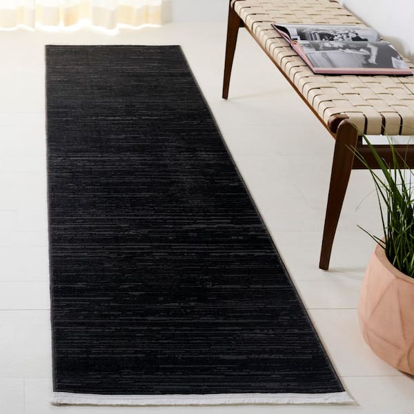 Mila 2 ft. x 8 ft. Beige/Black Solid Color Striped Runner Rug
