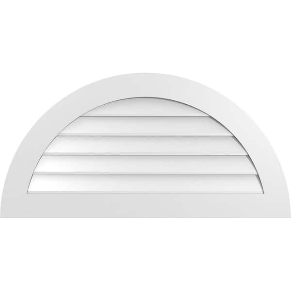 Ekena Millwork 42 in. x 21 in. Half Round Surface Mount PVC Gable Vent: Decorative with Standard Frame