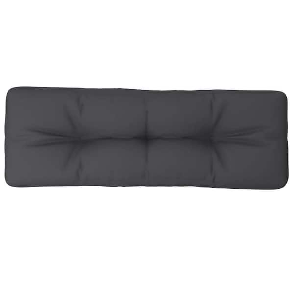 Benjara 47.2 in. x 15.7 in. Gray Rectangular Outdoor Cushion for Bench with Tufted Design