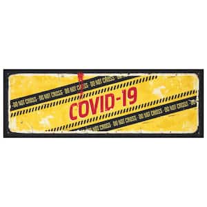 Siesta Kitchen Collection Non-Slip Rubberback COVID-19 Sign Design 2x5 Kitchen Rug, 1 ft. 8 in. x 4 ft. 11 in., Yellow