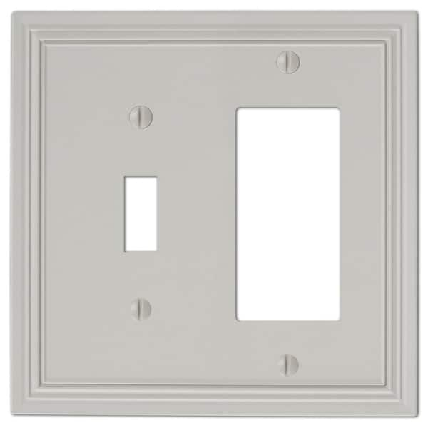 AMERELLE Hallcrest 2 Gang 1-Toggle and 1-Rocker Metal Wall Plate - Gray