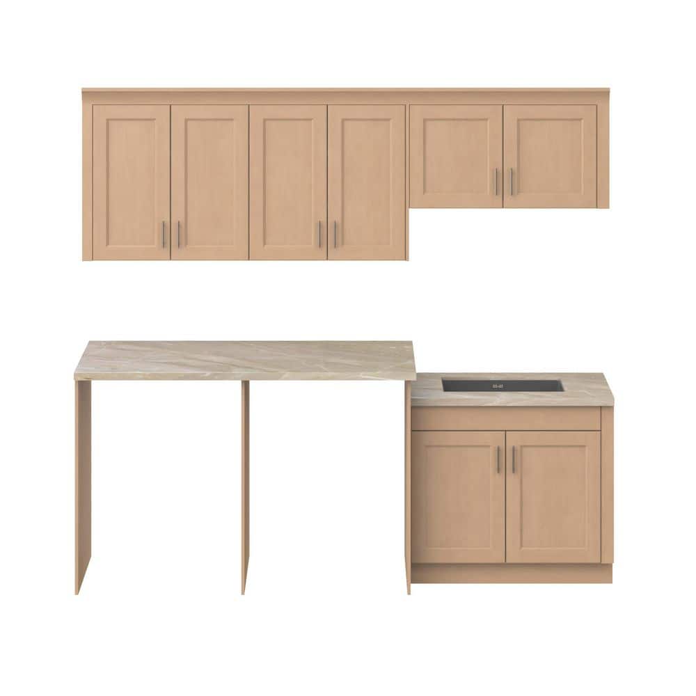 Lakewood 101 in. W x 89.5 in. H x 24 in. D Sugar Cookie Laundry Base Cabinet Bundle