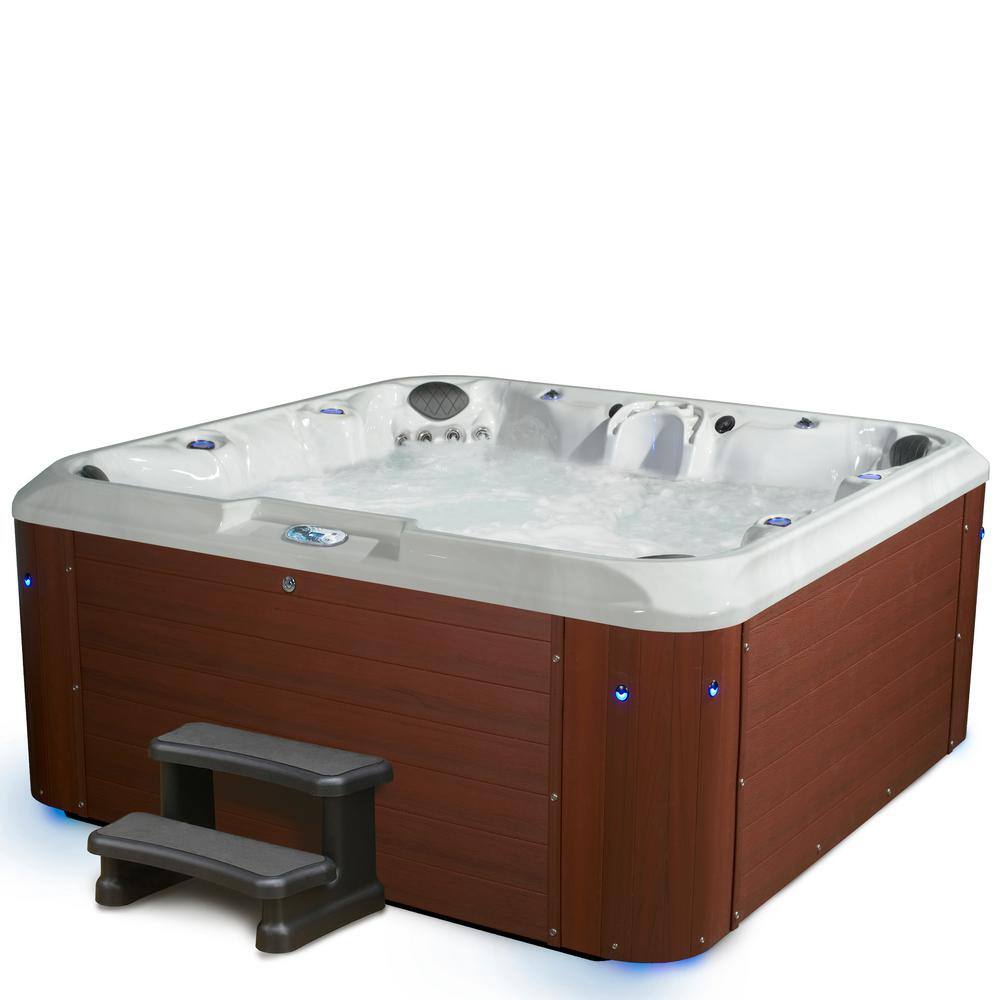 Redwood 7-Person Square Hot Tub with 100 Jets and LED Lighting