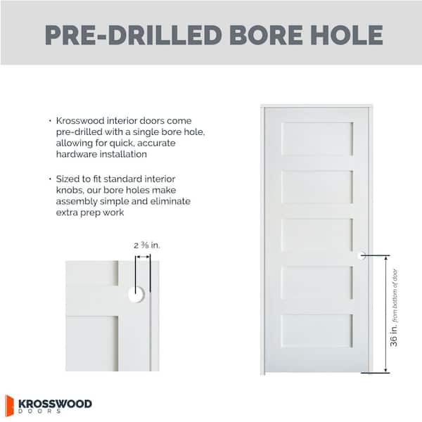 Krosswood Doors 32 in. x 96 in. Shaker 5-Panel Solid Core MDF