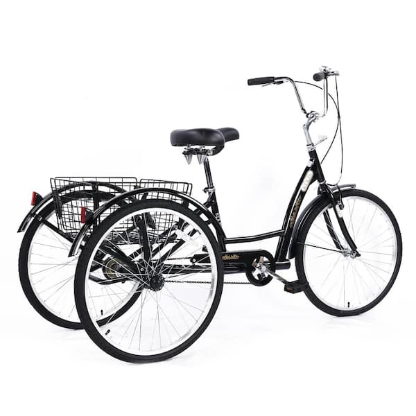 Zeus & Ruta 26 in. European Adult Tricycles 3 Wheel W/Installation Tools with Low Step-Through, Large Basket, Tricycle for Adults