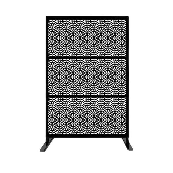Ejoy 24 in. x 48 in./Piece Laser Cut Metal Privacy Garden Fence, RoyalNet in Black (3-Piece Combo)
