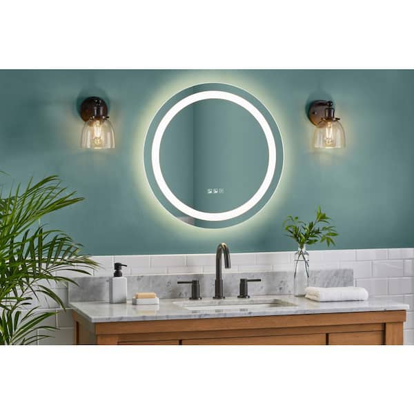 Glacier Bay 24 in. W x 24 in. H Round Frameless Anti-Fog LED Light Wall Bathroom Vanity Mirror
