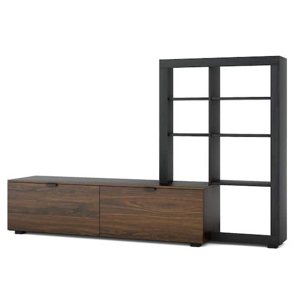 78" TV Stand Entertainment Center Unit Bookcase Shelf Media Storage Wood Drawer 