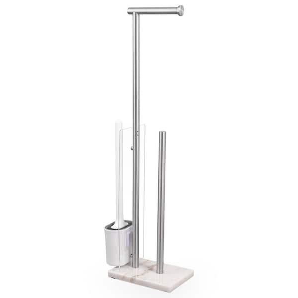 KES Bathroom Freestanding Toilet Paper Holder with Marble Base, Toilet Brush in Brushed Steel